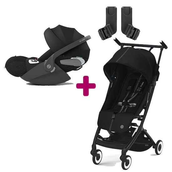 Cybex Pack Poussette duo Libelle Moon Black + Coque Cloud T i-Size Sepia Black + adaptateurs coque  