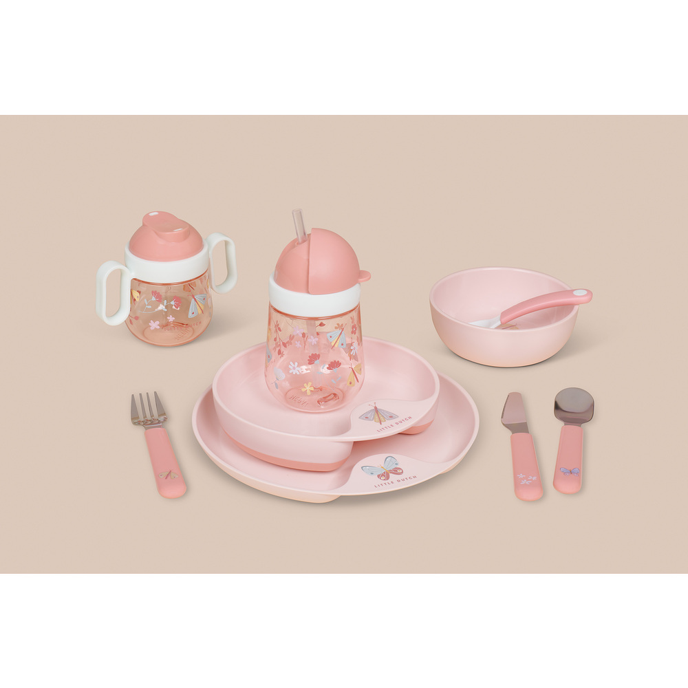LITTLE DUTCH - Set de couverts enfant mio 3 pcs - Flowers & Butterflies ROSE Little Dutch
