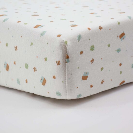 BabyCalin Lot de 2 Draps Housse Jersey  Maisons/pécan 