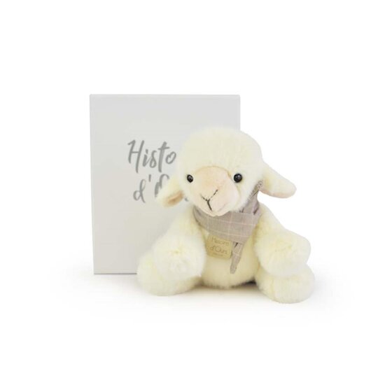Doudou & Compagnie Peluche petit agneau foulard Blanc  Doudou & Compagnie Peluche petit agneau foulard Blanc