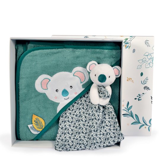 Doudou & Compagnie Coffret cape de bain + doudou Yoca le Koala  80x80 cm