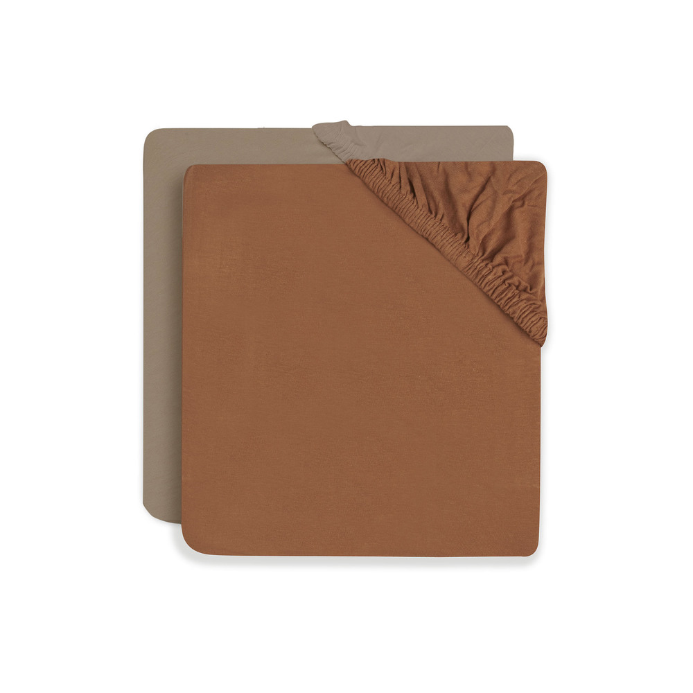 Jollein - Lot de 2 draps housse jersey MARRON Jollein