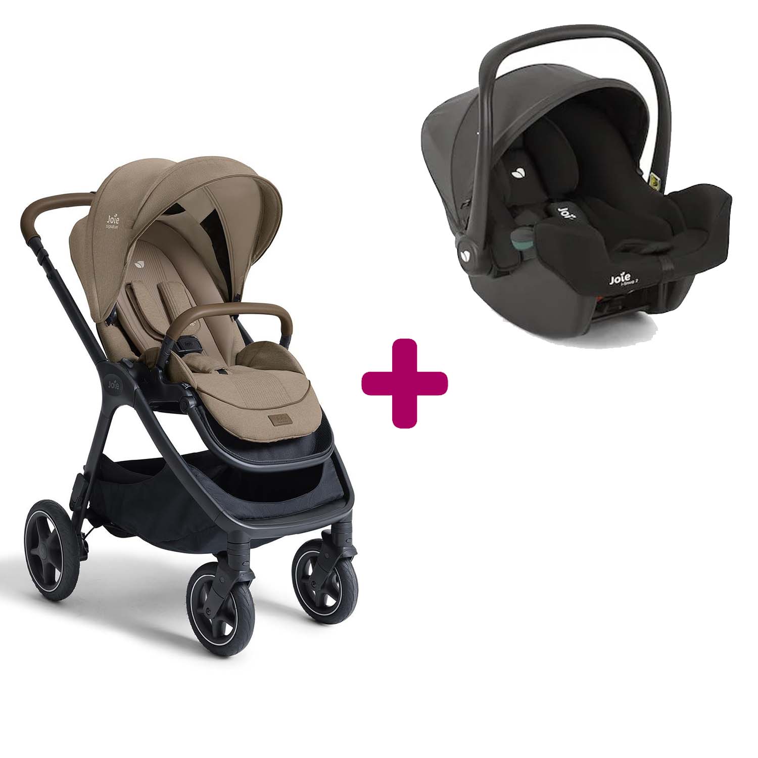 Pack poussette duo Finiti Sandstone + coque I-Snug 2 Shale Joie