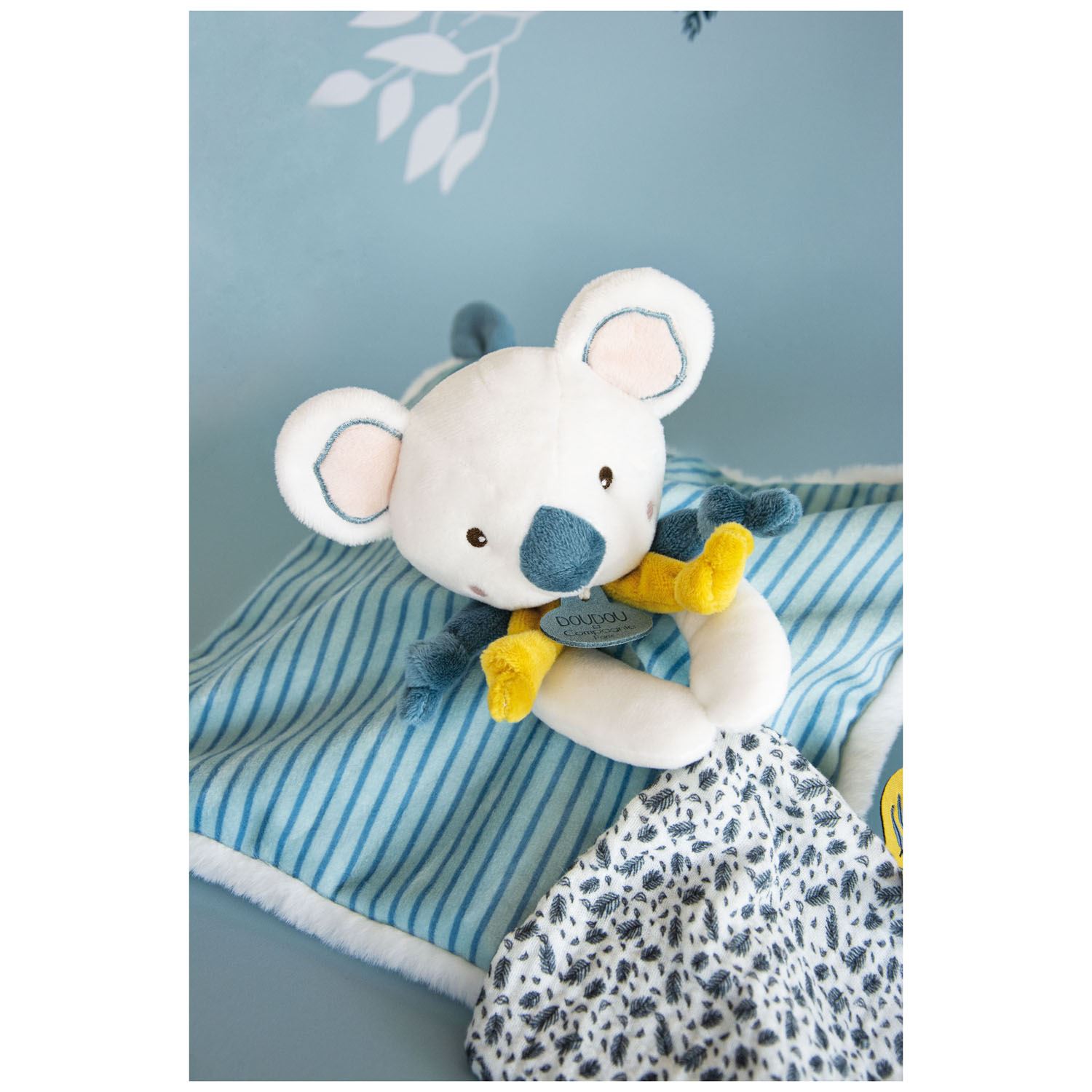 Peluche koala 25 cm bébé et anneau de dentition bleu Doudou Et Compagnie