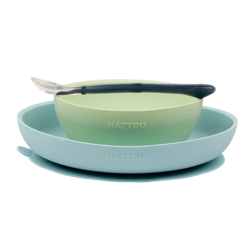 Coffret de repas silicone 3 pièces BLEU Nattou