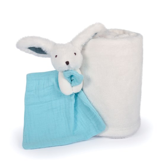 Doudou & Compagnie Plaid et doudou Happy Pop Blanc 100x70 cm Doudou & Compagnie Plaid et doudou Happy Pop Blanc 100x70 cm