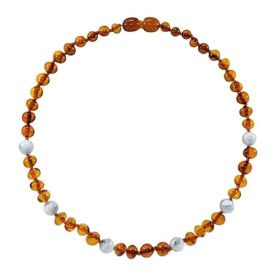 Irréversible Bijoux Collier ambre et pierre naturelle pour bébé Ambre et Blanc 0-2 ans