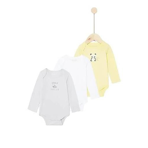 P’tit bisou - Lot de 3 bodies manches longues Mes Essentiels JAUNE P’tit bisou