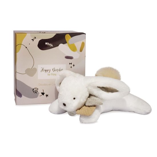 Doudou & Compagnie Doudou pantin Happy Wild Blanc 25 cm