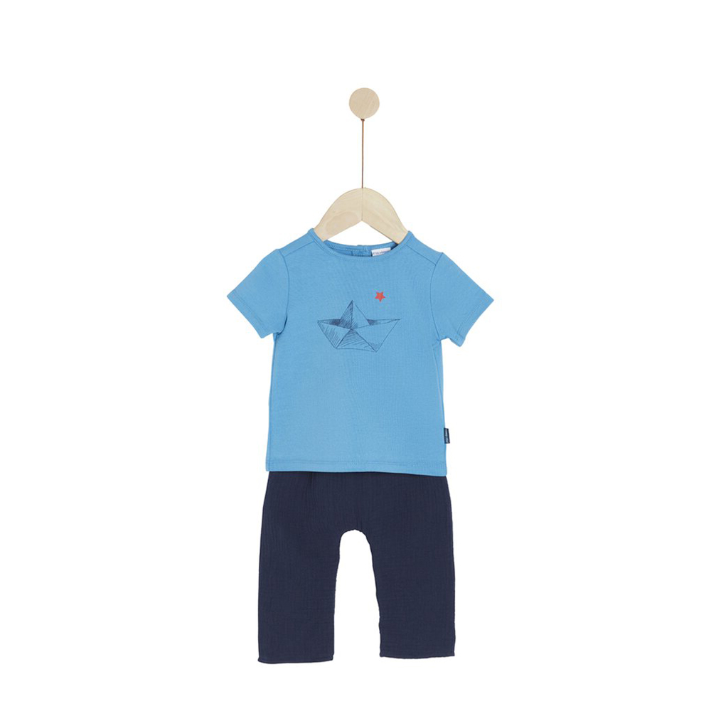 Ensemble pantalon avec haut Plage BLEU P’tit bisou