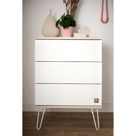 Sauthon Petite commode 3 tiroirs Happy Acacia Clair - Blanc  Sauthon Petite commode 3 tiroirs Happy Acacia Clair - Blanc