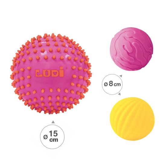 Ludi 3 balles sensorielles Rose 