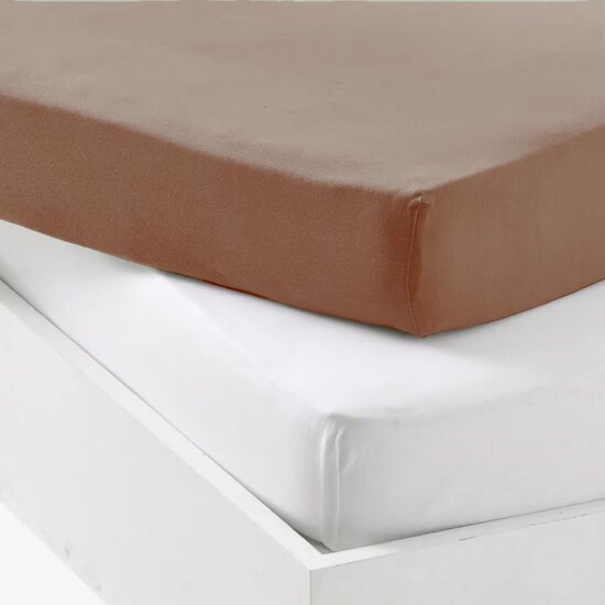 Mon P'tit Dodo Lot 1 Alèse Pu + 1 Drap Housse Blanc/Brun 