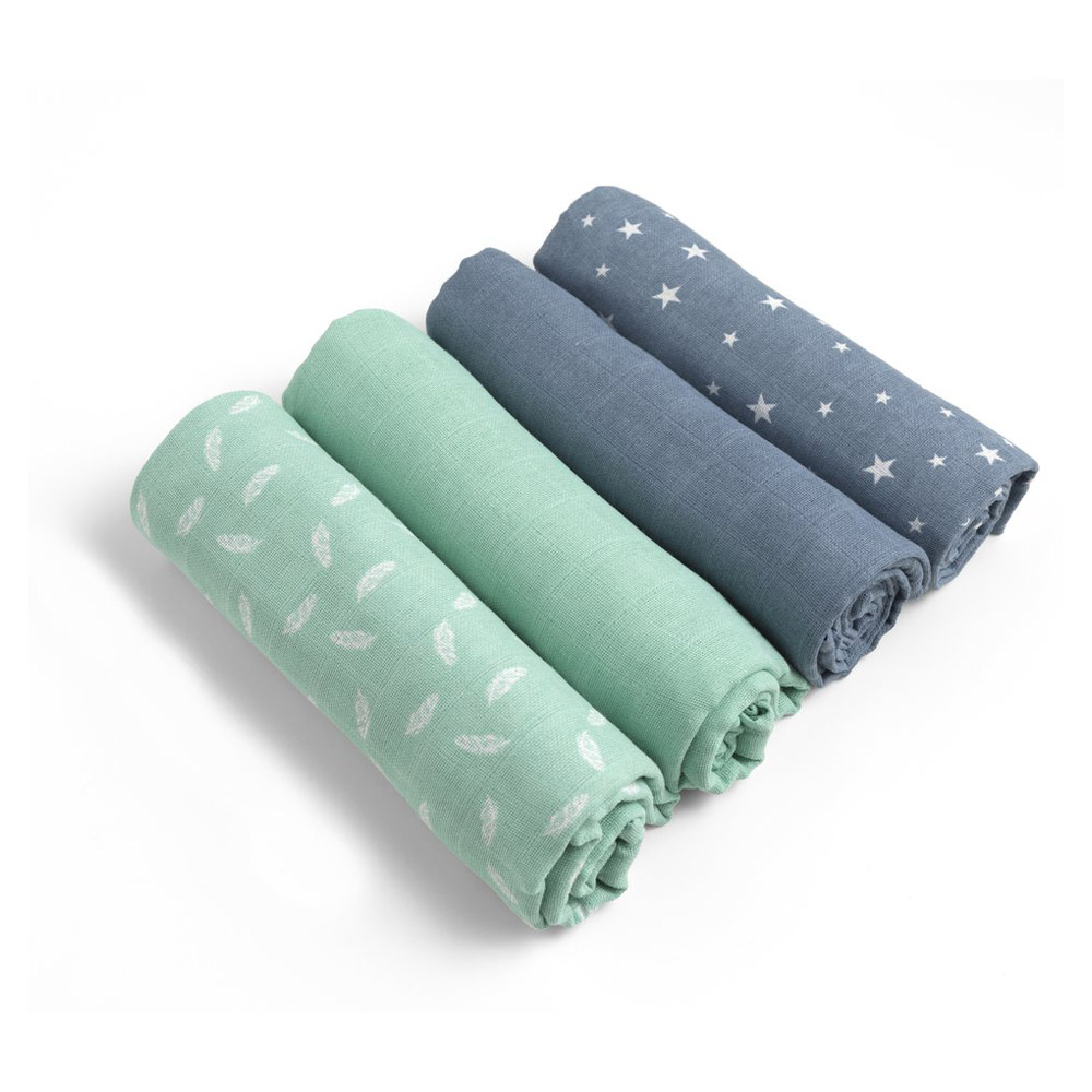 Lot de 4 langes BLEU P’tit bisou