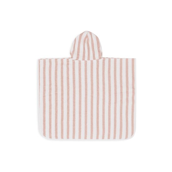 Jollein Poncho Bain Stripe Éponge  Gots Wild Rose  Jollein Poncho Bain Stripe Éponge  Gots Wild Rose