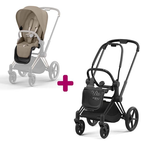 Cybex Pack Poussette Chassis Priam matt black + Siege Priam Cozy Beige  