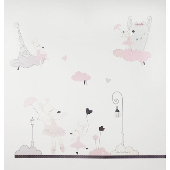Sauthon Stickers muraux Lilibelle Blanc/Rose/Gris 