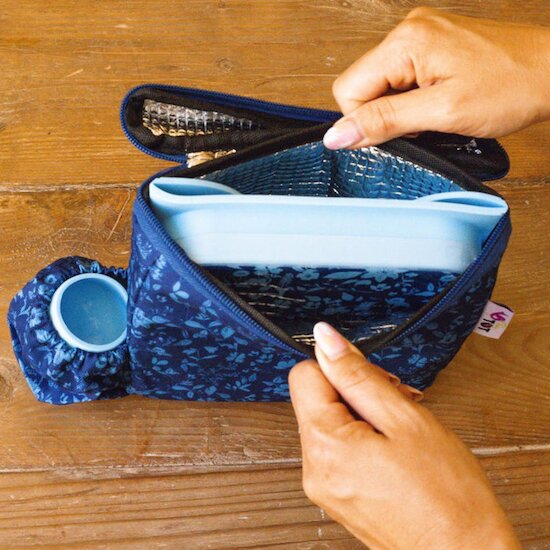 Tidy tot Assiette Easy Mat et son lunchbag Fleur de Jardin Bleu 