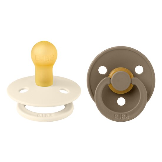 BIBS Tétines Colour 2 Pack Caoutchouc naturel Ivory/Dark Oak 