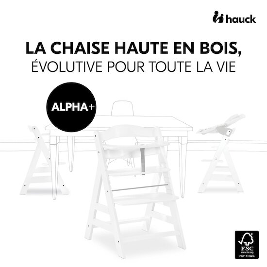 Hauck Chaise Haute En Bois Alpha+ White  Hauck Chaise Haute En Bois Alpha+ White