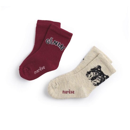 Marèse Lot de 2 chaussettes MGL natural rubis 19-20