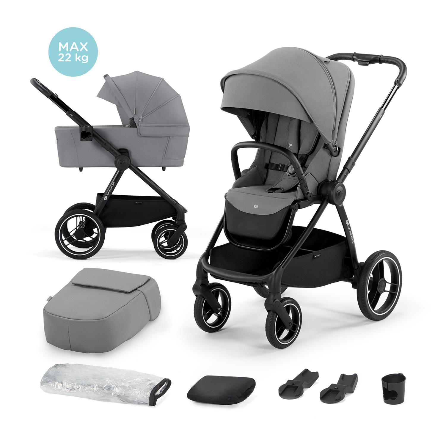 Poussette Multifonction Néa 2en1 GRIS Kinderkraft