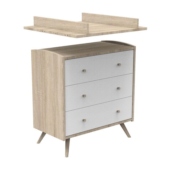 Sauthon Commode 3 tirrois Access Chêne Doré - Blanc  Sauthon Commode 3 tirrois Access Chêne Doré - Blanc