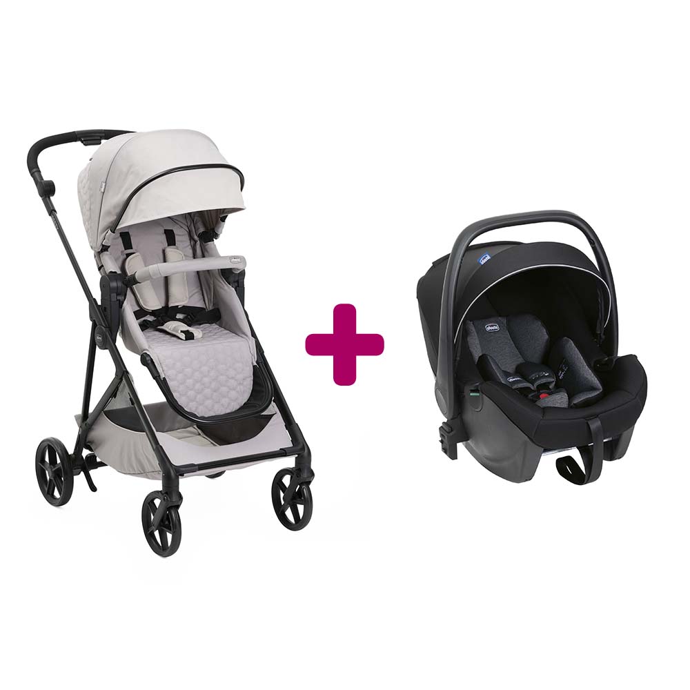 Chicco - Pack poussette Duo Seety Florence beige + coque Kory Plus air black  Chicco