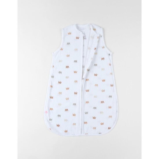 Noukie's Sac de couchage mousseline M&m25 Elephants Blanc 