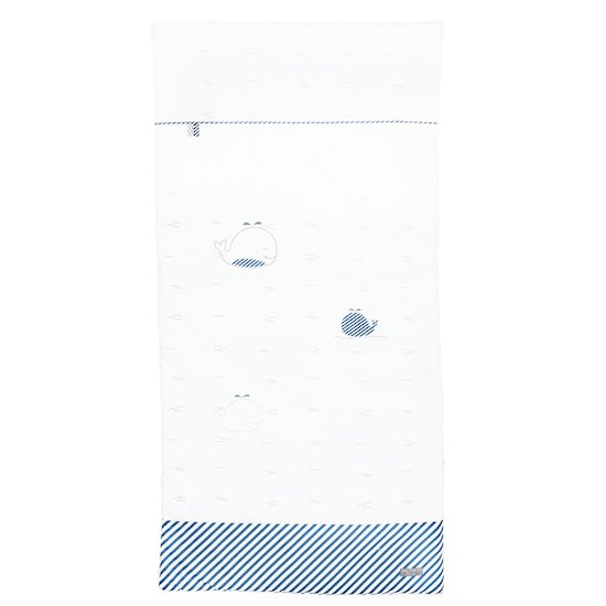 Sauthon Edredon Blue baleine Blanc - Gris Clair 60 x 120 cm