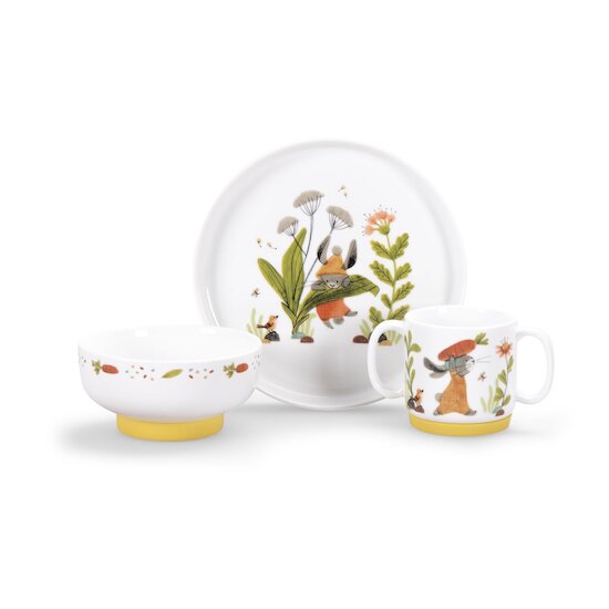 Moulin Roty Set vaisselle porcelaine Blanc/Ocre 