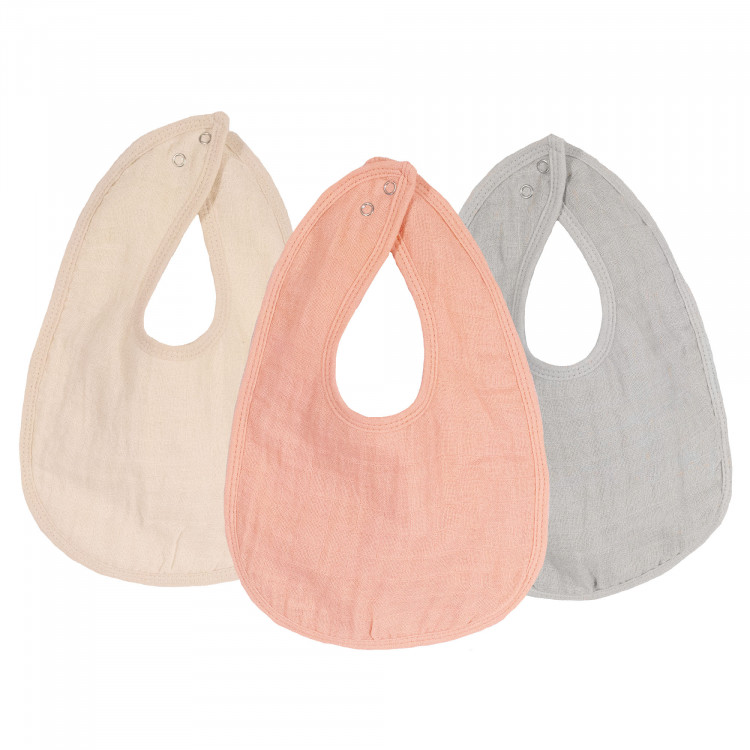 Trois Kilos Sept - Lot de 3 bavoirs Naissance ROSE Trois Kilos Sept