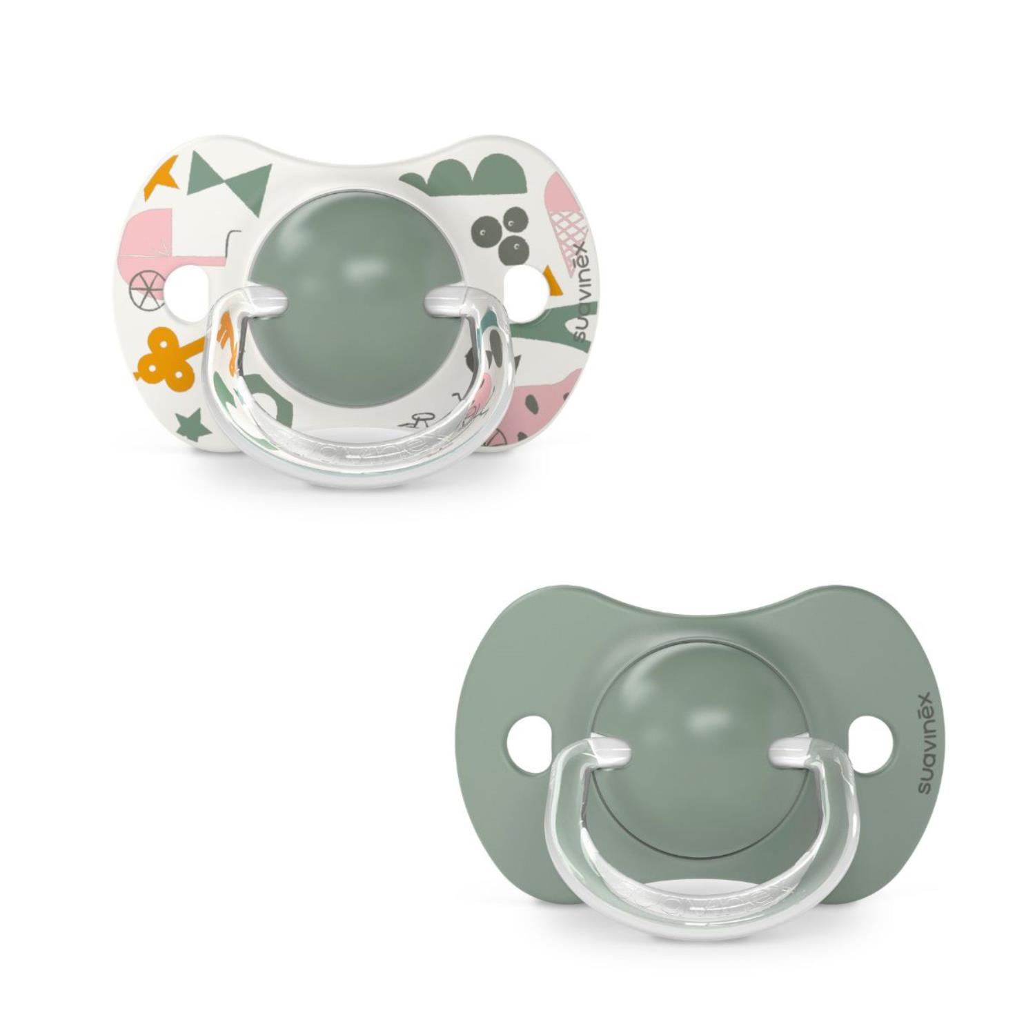 Lot de 2 sucettes symetriques walk in the park VERT Suavinex