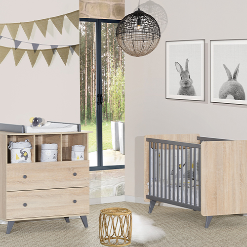 Sauthon - Chambre Duo Come : lit 60x120, commode  Sauthon