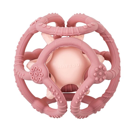 Nattou Set 2 balles silicone Vieux Rose  Nattou Set 2 balles silicone Vieux Rose