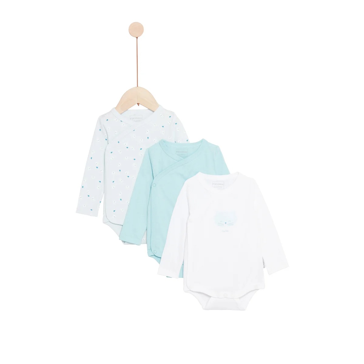 P’tit bisou - Lot de 3 bodies manches longues Mes Essentiels MULTICOLORE P’tit bisou