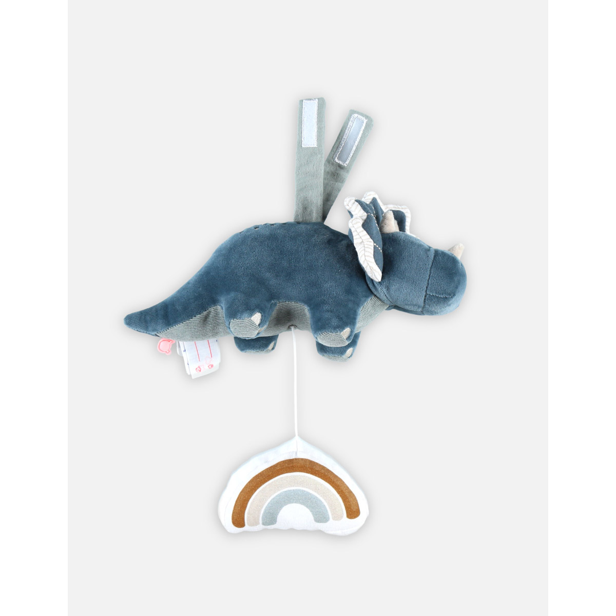 Noukie's - Peluche Musicale Veloudoux Dino Ops Tiga & Stegi BLEU Noukie's