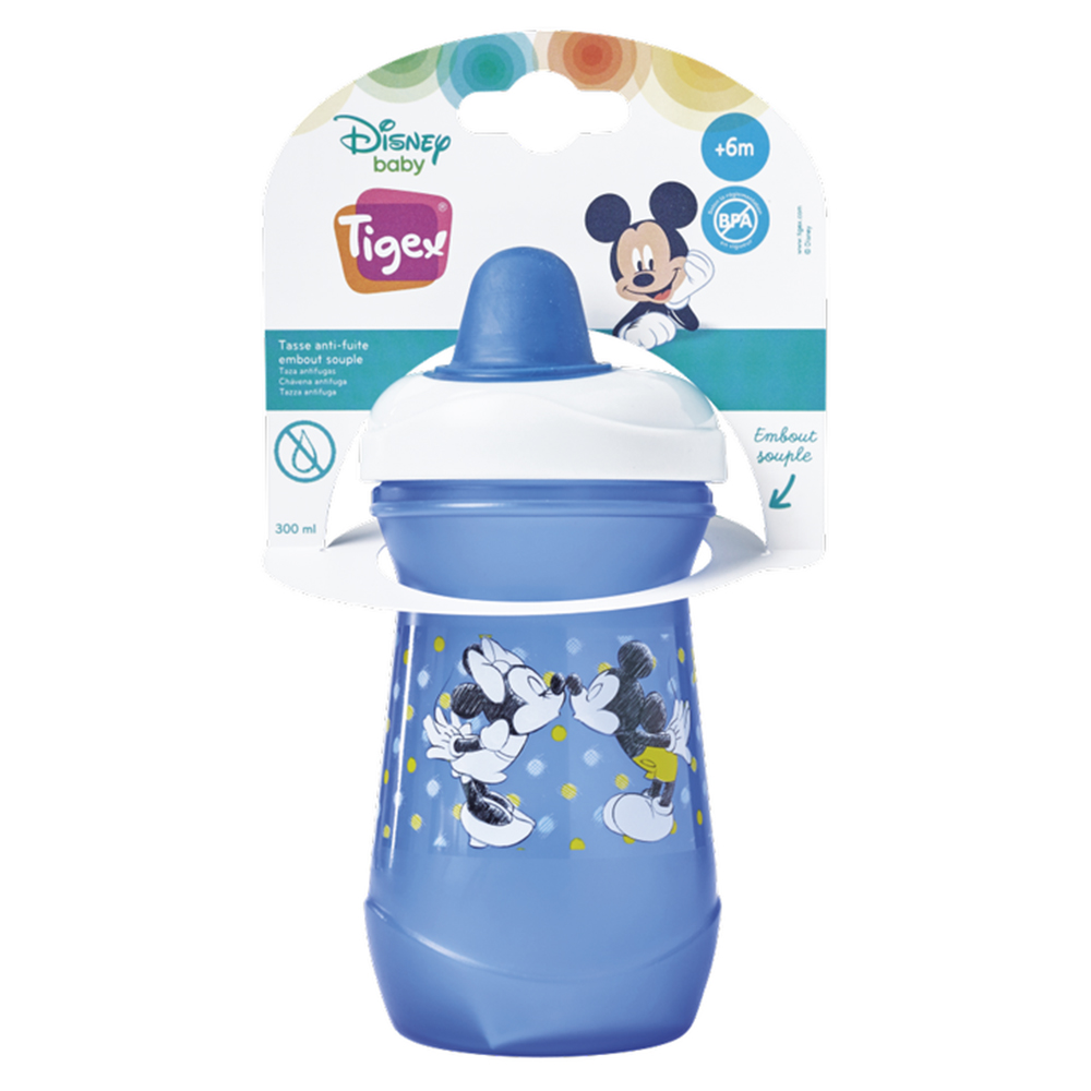 Tasse anti-fuite embout souple 300 ml Mickey BLEU Tigex