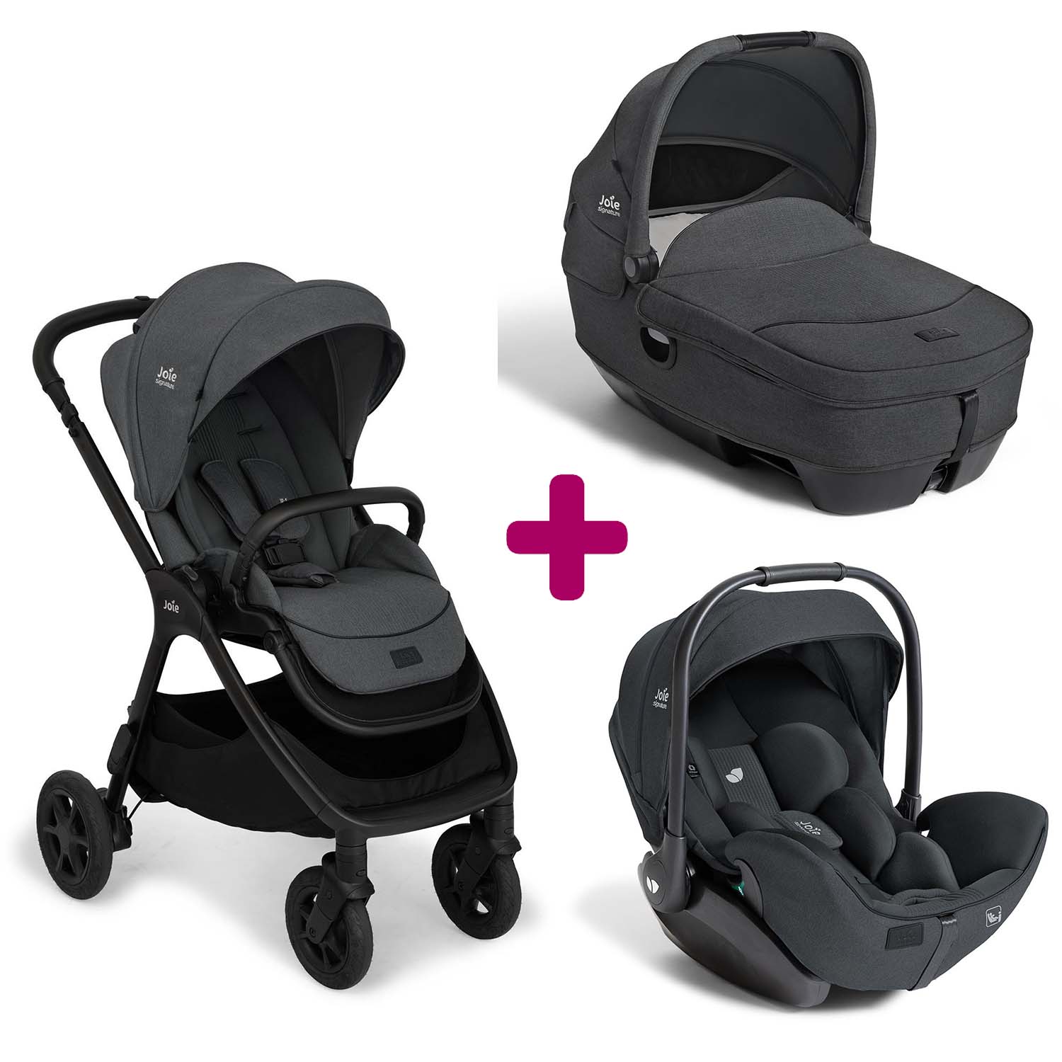 Pack poussette trio Finiti Ebony + nacelle Calmi Ebony + coque I-Level Pro Ebony Joie