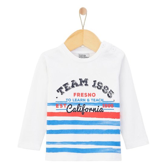 Nano et Nanette Tee Shirt Ml Santa Cruz Beach Blanc 24 mois