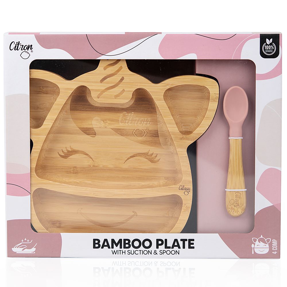 Vaisselle pour enfants avec bol et cuillère en bambou 400 ml avec ventouse  Ø : 13.7 cm