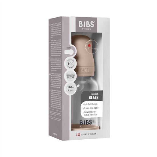 BIBS Biberon en verre Rond Silicone 1 Pack  Blush 
