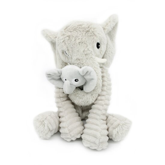 Les Déglingos Peluche Ptipotos Elephant Maman/Bebe Gris Clair  Les Déglingos Peluche Ptipotos Elephant Maman/Bebe Gris Clair