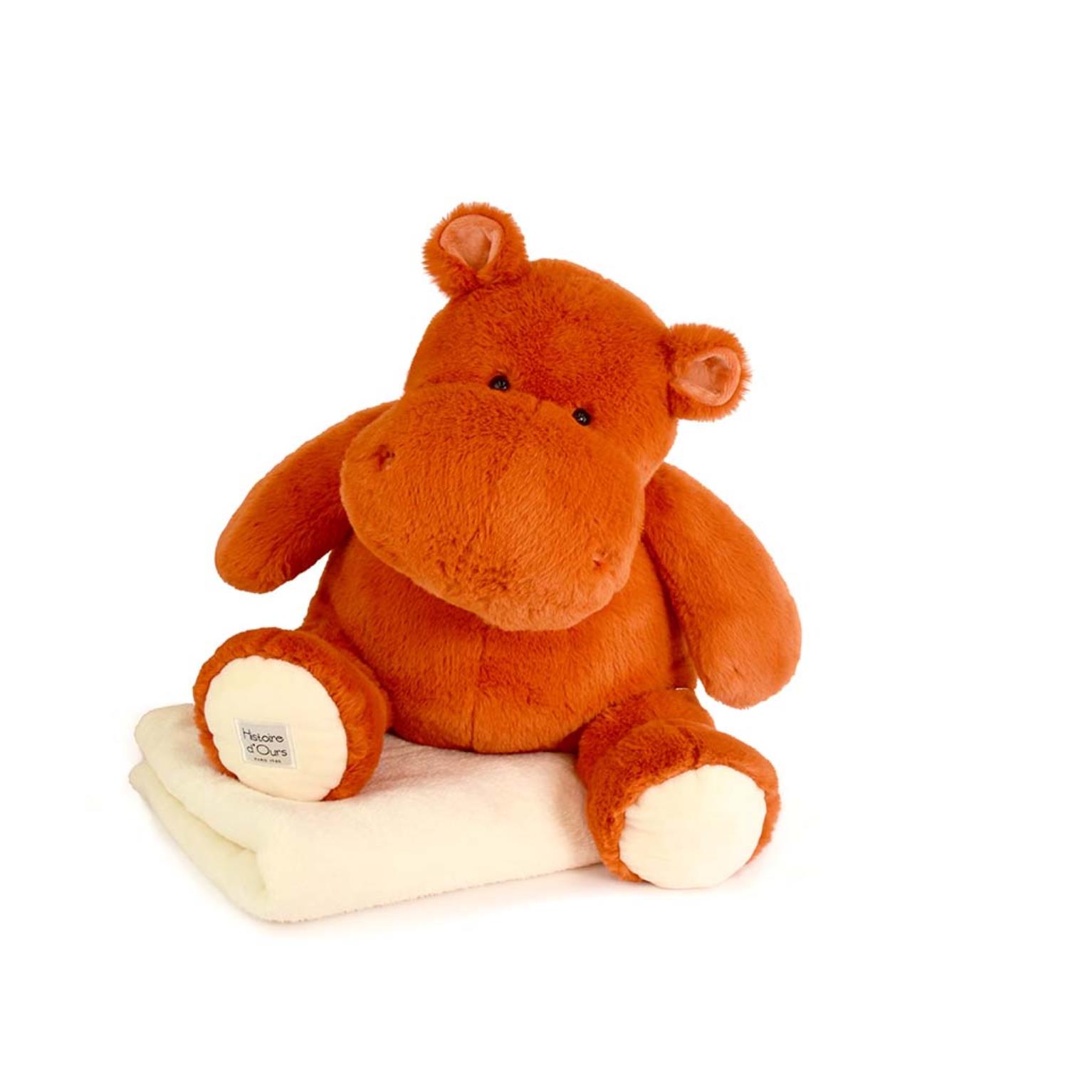 HISTOIRE D'OURS - Peluche hippo + plaid ORANGE Histoire d'Ours