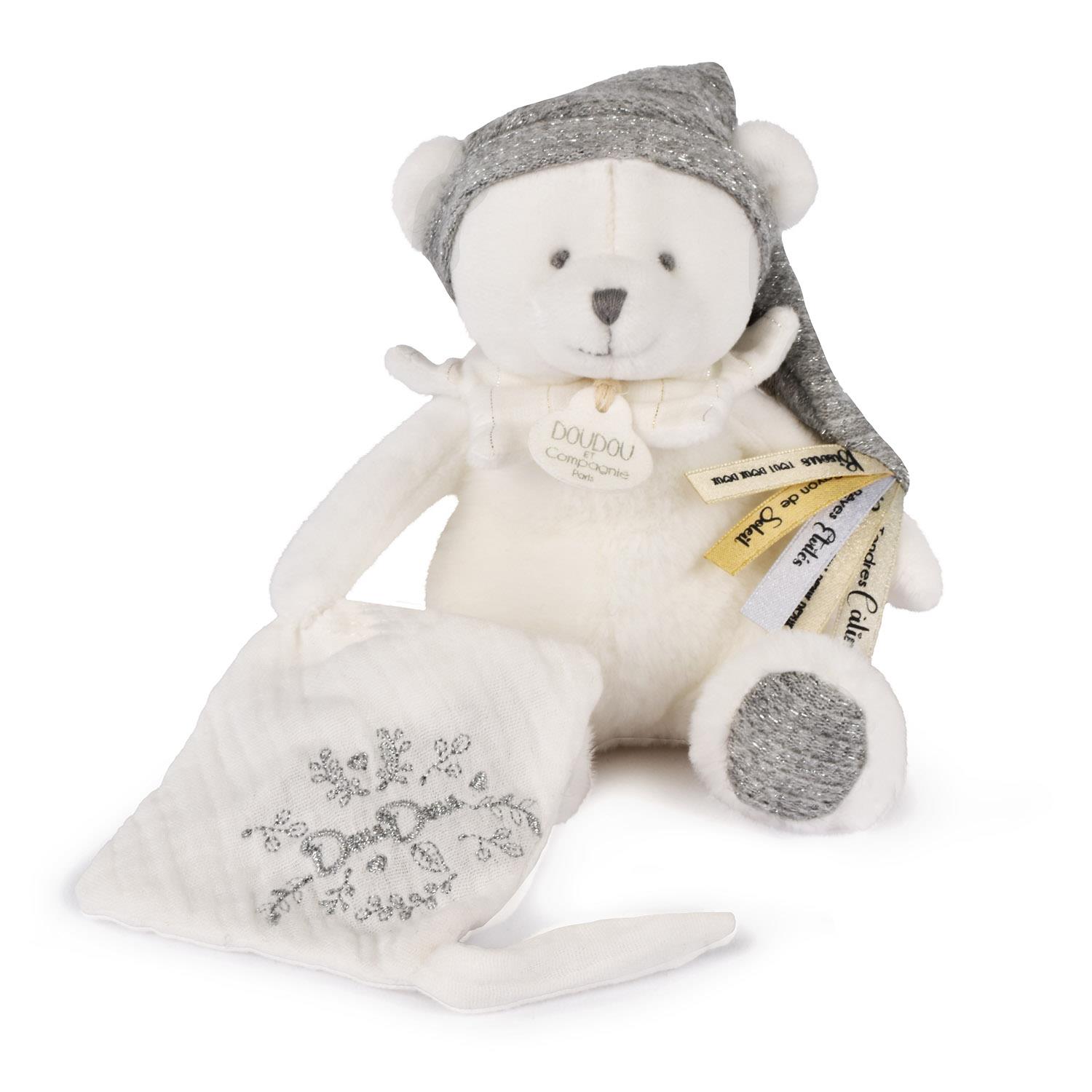 Doudou 25 ans ours pantin attache-sucette GRIS Doudou & Compagnie