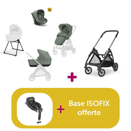 Inglesina Pack Chassis Electa Iridium Black + System Quattro Electa Darwin Murray Green = base offerte  