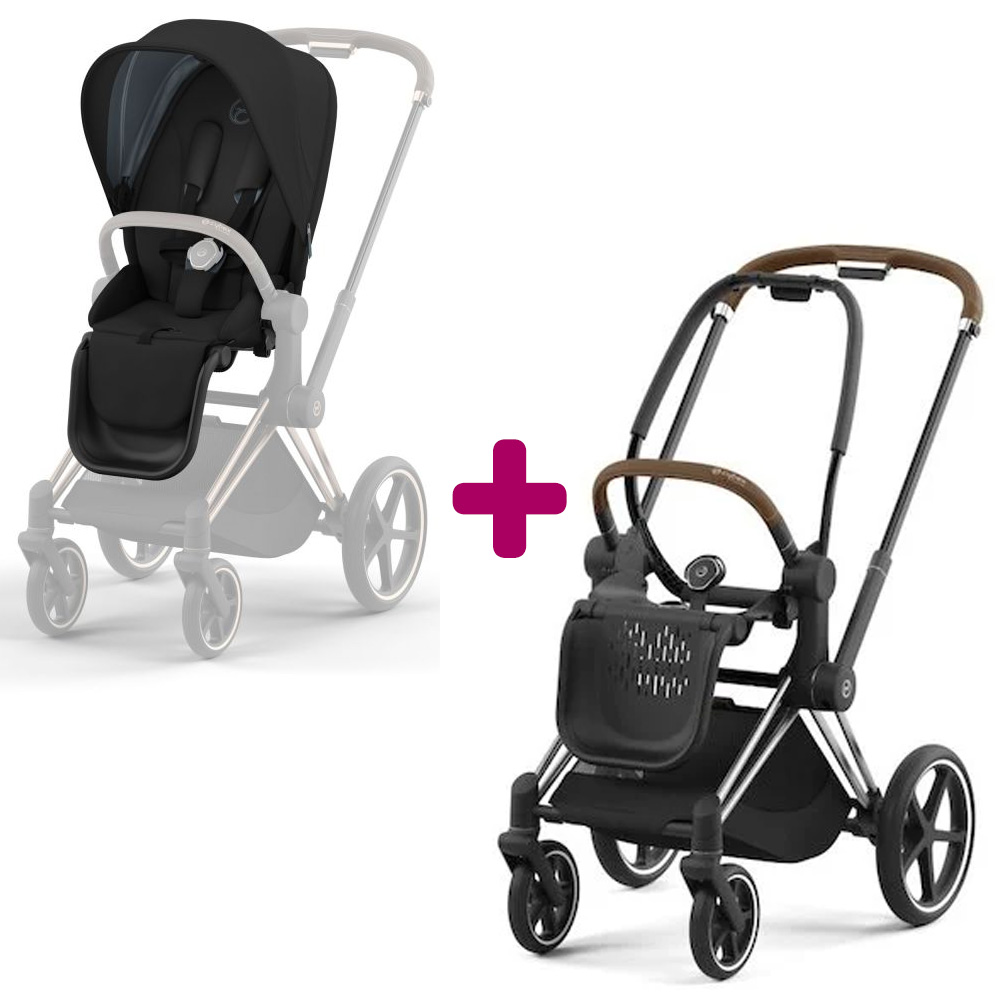 Poussette Priam 2022 Chrome Marron + siège Deep Black Cybex