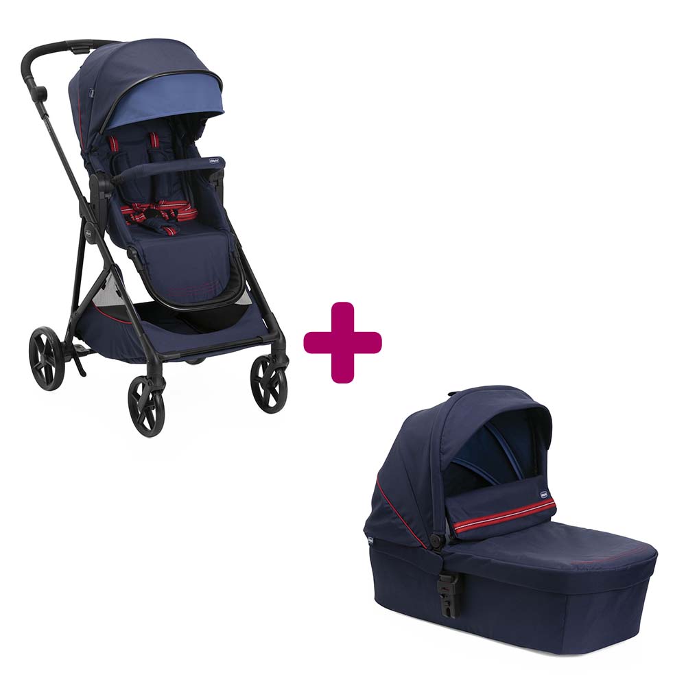Chicco - Pack poussette Duo Seety Oxford blue + nacelle oxford blue  Chicco