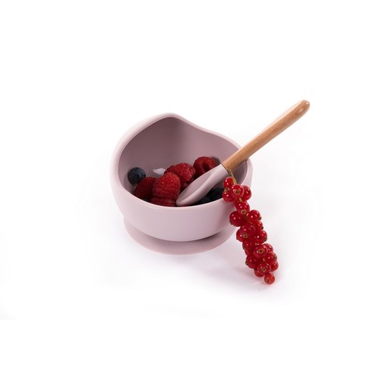 Bo Jungle B-Assiette ventouse silicone & cuillère Rose  Bo Jungle B-Assiette ventouse silicone & cuillère Rose