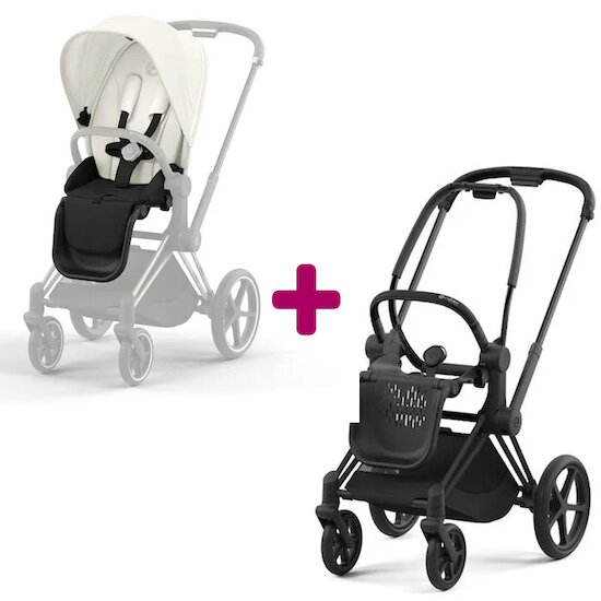 Cybex Pack Chassis Priam matt black & Siège Off White  